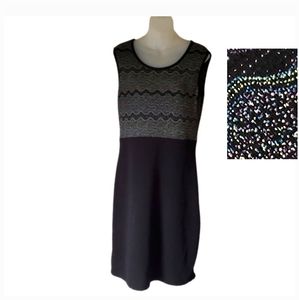 Sexy Black Sleeveless Womens Dress with Textured Sparkle Stretch Top